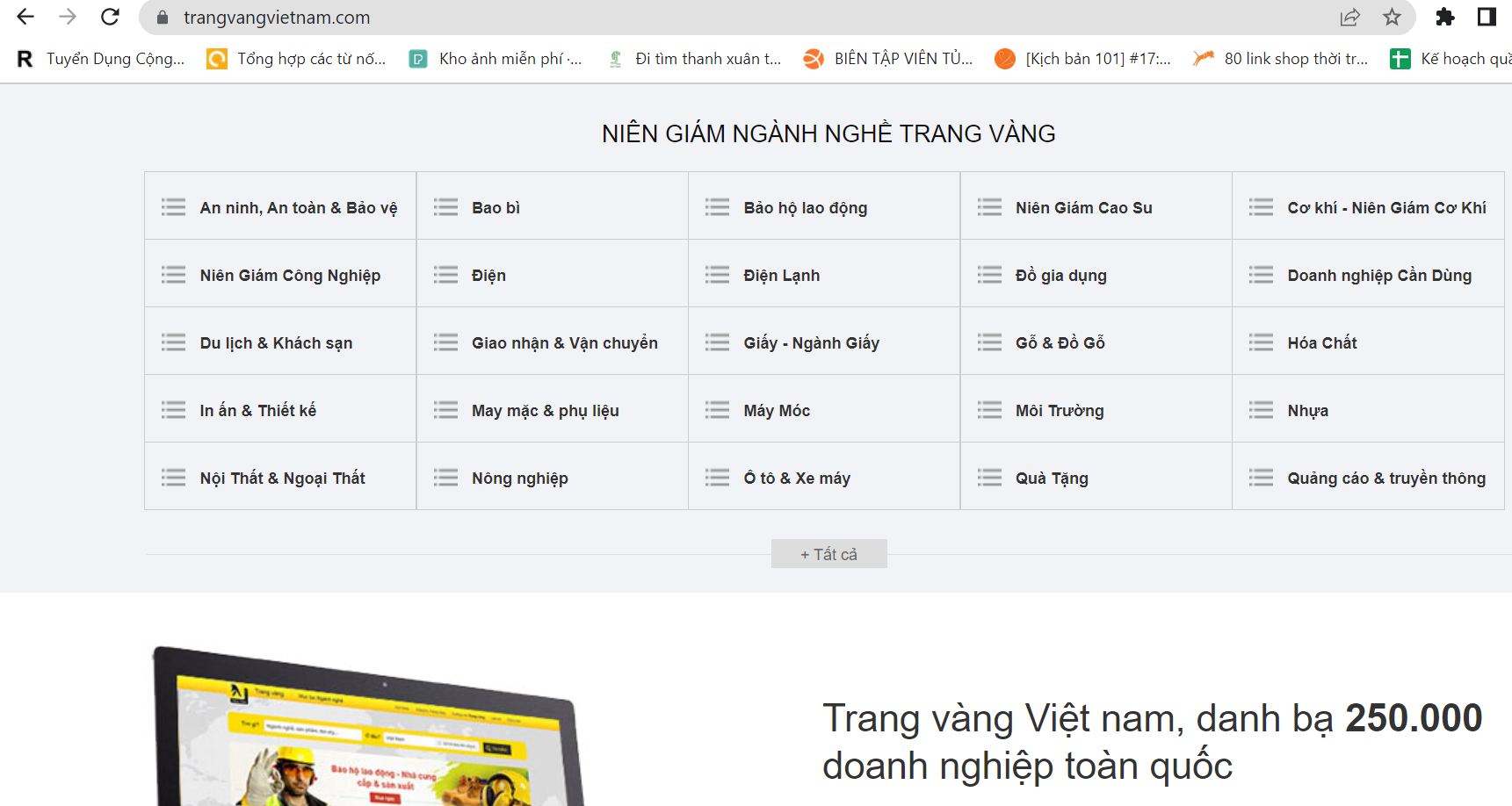 Giao diện website Trang Vàng Việt Nam